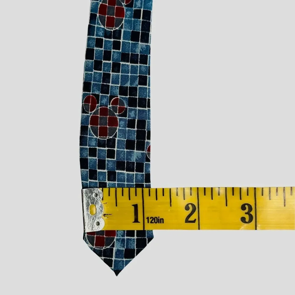 Disney Mickey‎ Mouse Mosaic Pattern Tie in Turquoise Blue and Burgundy